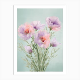 Lavender Flowers Acrylic Painting In Pastel Colours 4 Art Print