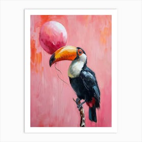 Cute Toucan With Balloon Art Print