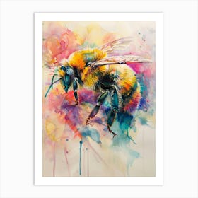 Honey Bee Colourful Watercolour 4 Art Print