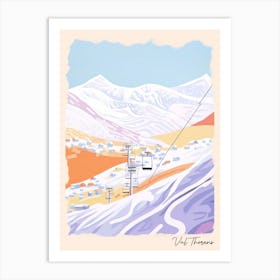 Poster Of Val Thorens   France, Ski Resort Pastel Colours Illustration 0 Art Print