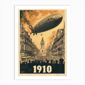 Aihrgdesign A Vintage Poster Of An Early Airship Soaring Abov 2b7180b3 024c 4c01 96bd 9700a1eba1ed 1 Art Print