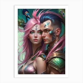 Powerful Warrior Couple Art Print