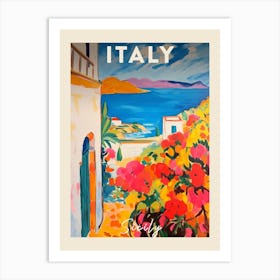 Sicily Italy 5 Fauvist Painting Travel Poster Art Print