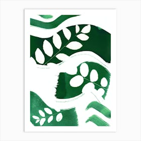 Green Leaves On Waves Art Print