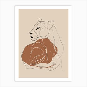 Lion - Boho, Line Art 8 Art Print