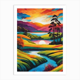 Sunset In Scotland Art Print