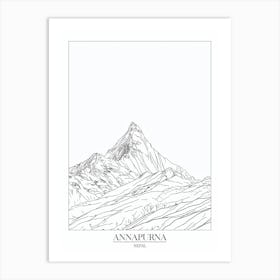 Annapurna Nepal Line Drawing 7 Poster Art Print