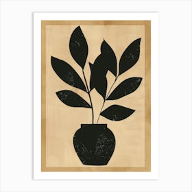 Black And White Leaves In A Vase Art Print