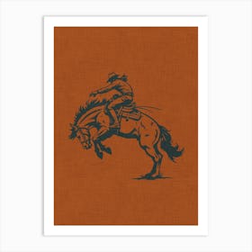 Cowboy On A Bucking Horse Terracota Art Print