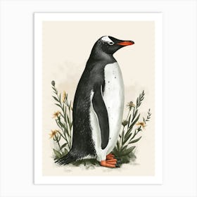 Adlie Penguin Bleaker Island Vintage Botanical Painting 3 Art Print