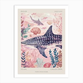 Purple Whale Shark Illustration 2 Poster Art Print