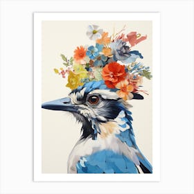 Bird With A Flower Crown Blue Jay 1 Art Print