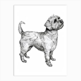 Dandie Dinmont Terrier Dog Line Sketch 1 Art Print