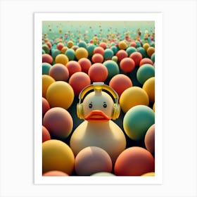 Duck With Headphones 1 Art Print