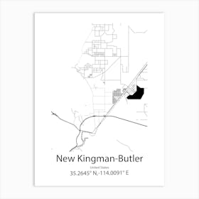 New Kingman Butler,United States Minimalist Map Art Print