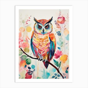 Bird Painting Collage Eastern Screech Owl 3 Art Print