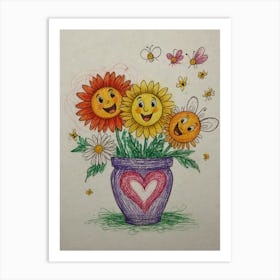 Happy Sunflowers Art Print