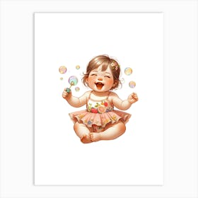 Little Girl With Bubbles Art Print