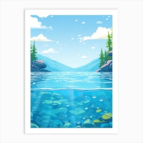 Crystal Clear Lake Cool Blues - Landscape Art Print