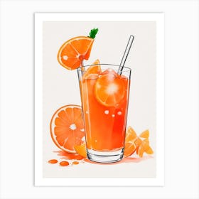 Aperol With Ice And Orange Watercolor Vertical Composition 62 Art Print