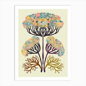 Retro Texture Ethnic Folk Art Flower Linocut Style 6 Poster