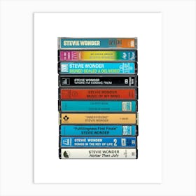 Stevie Wonder - Music Poster - Albums on Cassette Print Art Print