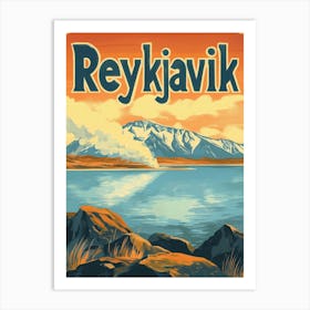 Aihrgdesign A Retro Travel Poster For Reykjavik 1 Art Print