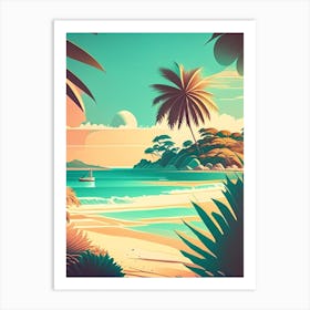 Beach Waterscape Retro Illustration 1 Art Print