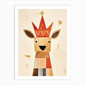 Little Kangaroo Wearing A Crown Art Print