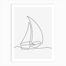 Boat monoline simple art Art Print