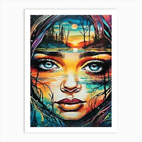 Woman With Blue Eyes Art Print