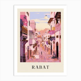 Rabat Morocco 1 Vintage Pink Travel Illustration Poster Art Print