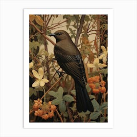 Dark And Moody Botanical Cowbird 3 Art Print