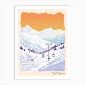 Poster Of Val Thorens   France, Ski Resort Pastel Colours Illustration 1 Art Print