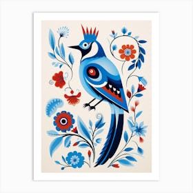 Scandinavian Bird Illustration Blue Jay 1 Art Print