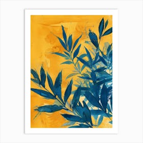 Blue And Yellow Leaves 5 Art Print