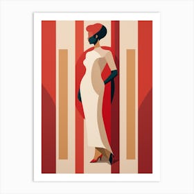 Woman In Red Dress Abstract red and beige Art 1 Art Print