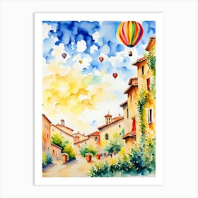 Watercolor Of Italian Village Art Print
