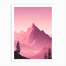 Misty Mountains Vertical Background In Pink Tone 29 Art Print