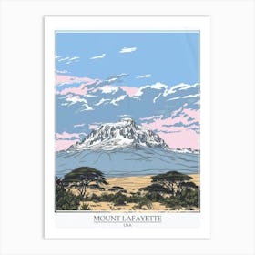 Mount Lafayette Usa Color Line Drawing 4 Poster Art Print