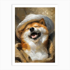 Oil Painting Smiling Shiba Inu 5 Art Print