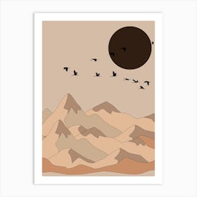 Mountain Bird Sky Aesthetic Art Print