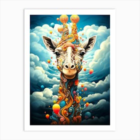 Giraffe With Balloons 2 Art Print