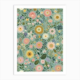 Pastel Wildflowers Art Print