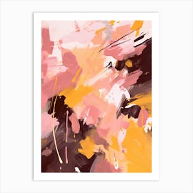 Pink And Yellow Autumn Abstract Painting Art Print