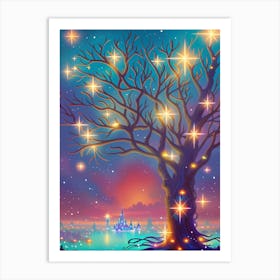 Tree With Stars In The Night Sky 2 Art Print