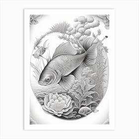 Kawarimono Ogon Koi Fish Haeckel Style Illustastration Art Print