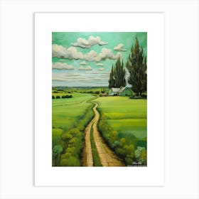 Green plains, distant hills, country houses,renewal and hope,life,spring acrylic colors.5 Art Print