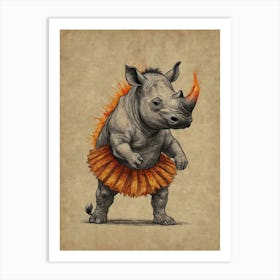 Rhino - Flamingo Art Print