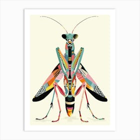 Colourful Insect Illustration Praying Mantis 17 Art Print